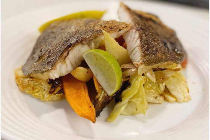 Oven Baked Jade Perch with Roasted Vegetables